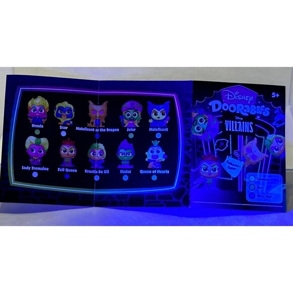Disney Doorables Blacklight Villains CRUELLA DE VIL 101 Dalmations GLOWS NEW - Picture 8 of 9
